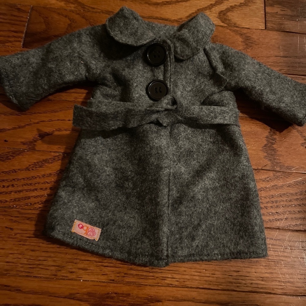 Our Generation Doll Gray Winter Button-Up Coat for 18" Dolls